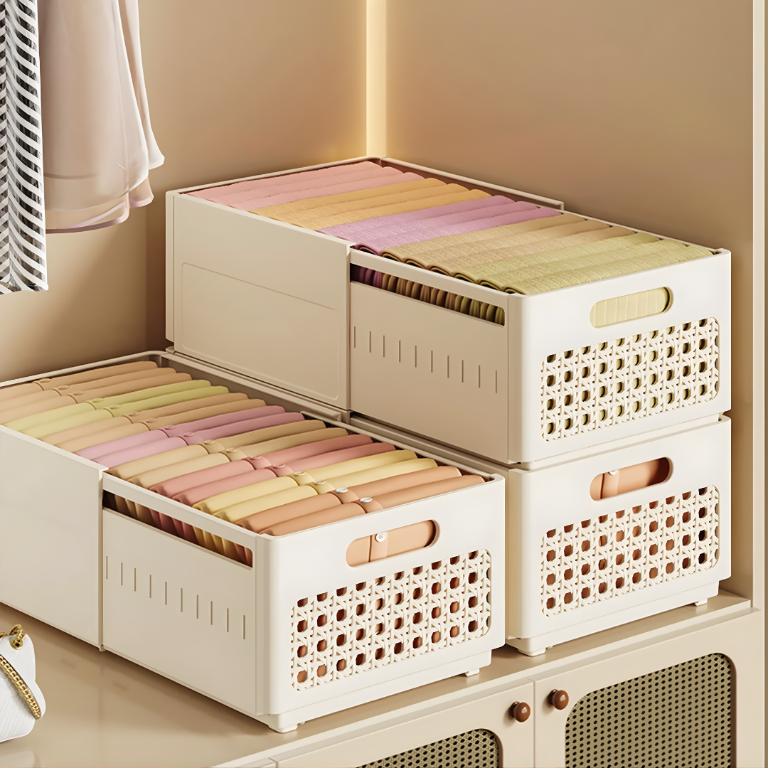 CAJA MODULAR EXPANDIBLE GRANDE CREMA – Orden inteligente, espacio optimizado y organización versátil para cocina y clóset