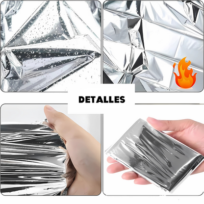 Pack 5 Und. Manta Térmica de Emergencia - No dejes que el frío te sorprenda: protección térmica compacta para emergencias o senderismo.