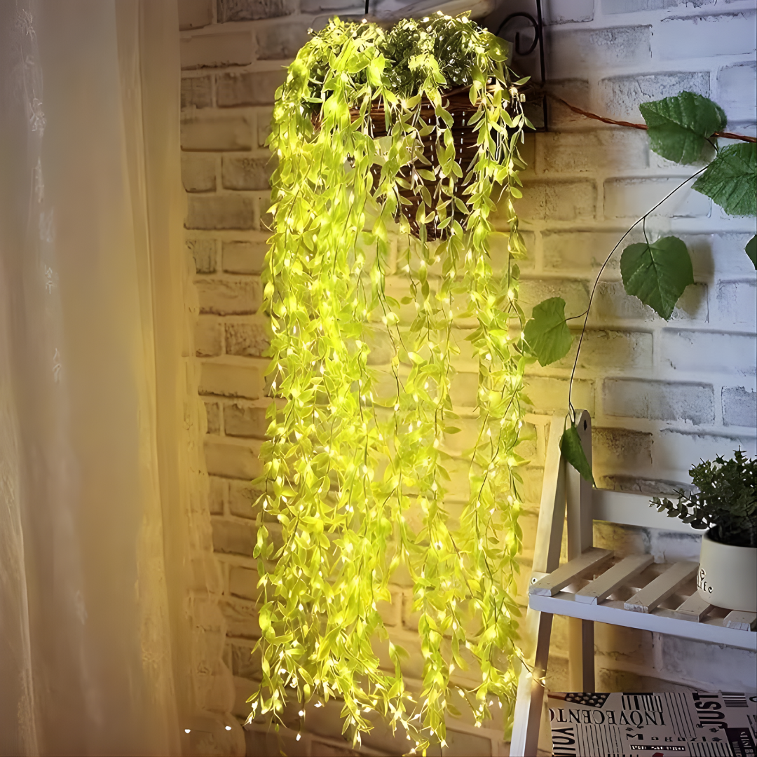 GUIRNALDA DE HOJAS LED LUMINOSAS – Iluminación cálida, ambiente natural y decoración acogedora en cualquier espacio