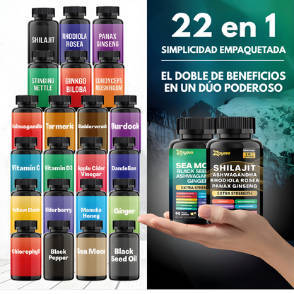 COMBO SHILAJIT + SEA MOSS – Energía natural, vitalidad diaria y bienestar integral en cada cápsula