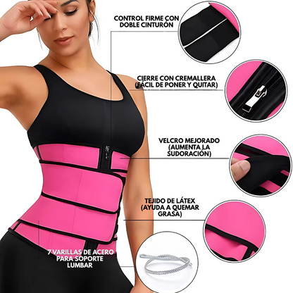 CINTURÓN REDUCTOR DEPORTIVO 2 CINTAS – Potencia tu entrenamiento y moldea tu cintura