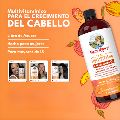 MARY RUTH’S x 500 ML – Cabello más fuerte, uñas resistentes y piel radiante con nutrición avanzada en cada dosis