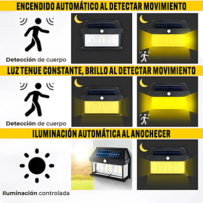 LÁMPARA SOLAR DE PARED LED CON SENSOR DE MOVIMIENTO – Iluminación automática y sin cables