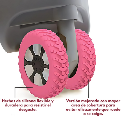 FUNDAS DE SILICONA PARA RUEDAS DE MALETA (8 Unidades) – Protege tus maletas y viaja sin ruidos