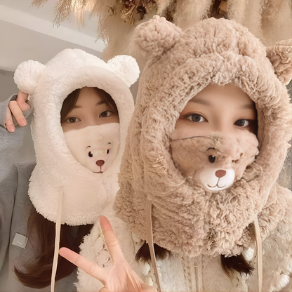 GORRO DE OSO, BLANCO – Abrigo cálido, suavidad adorable y confort para los días fríos