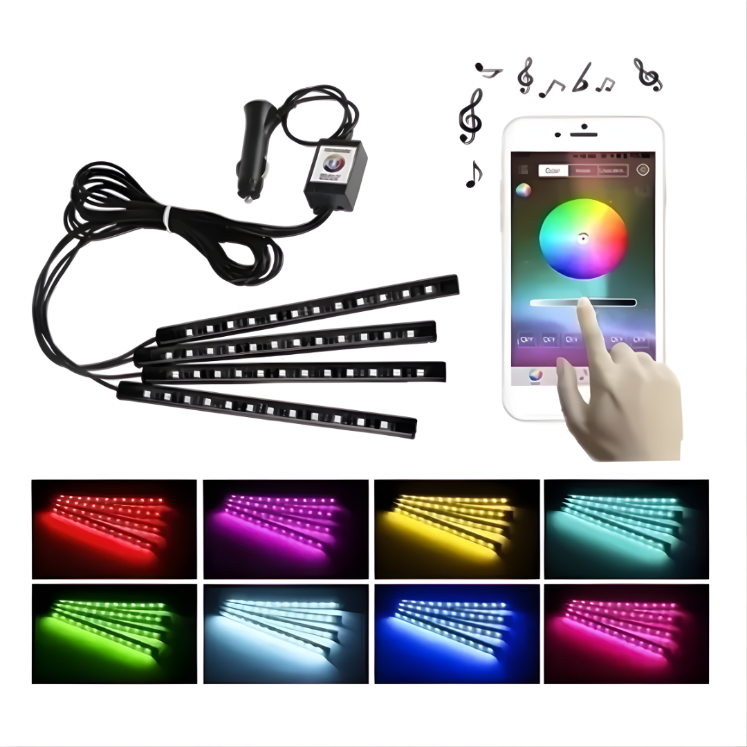LUCES LED RGB PARA VEHÍCULO (CARRO) – Ambiente personalizado, estilo moderno y experiencia única al conducir