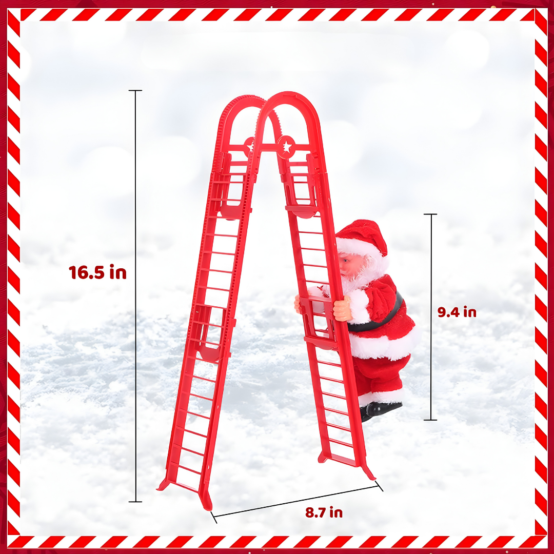 SANTA CLAUS TREPADOR CON ESCALERA – Movimiento navideño encantador, decoración viva y magia que ilumina tu hogar