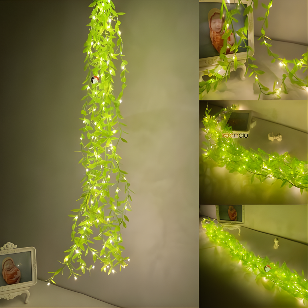 GUIRNALDA DE HOJAS LED LUMINOSAS – Iluminación cálida, ambiente natural y decoración acogedora en cualquier espacio