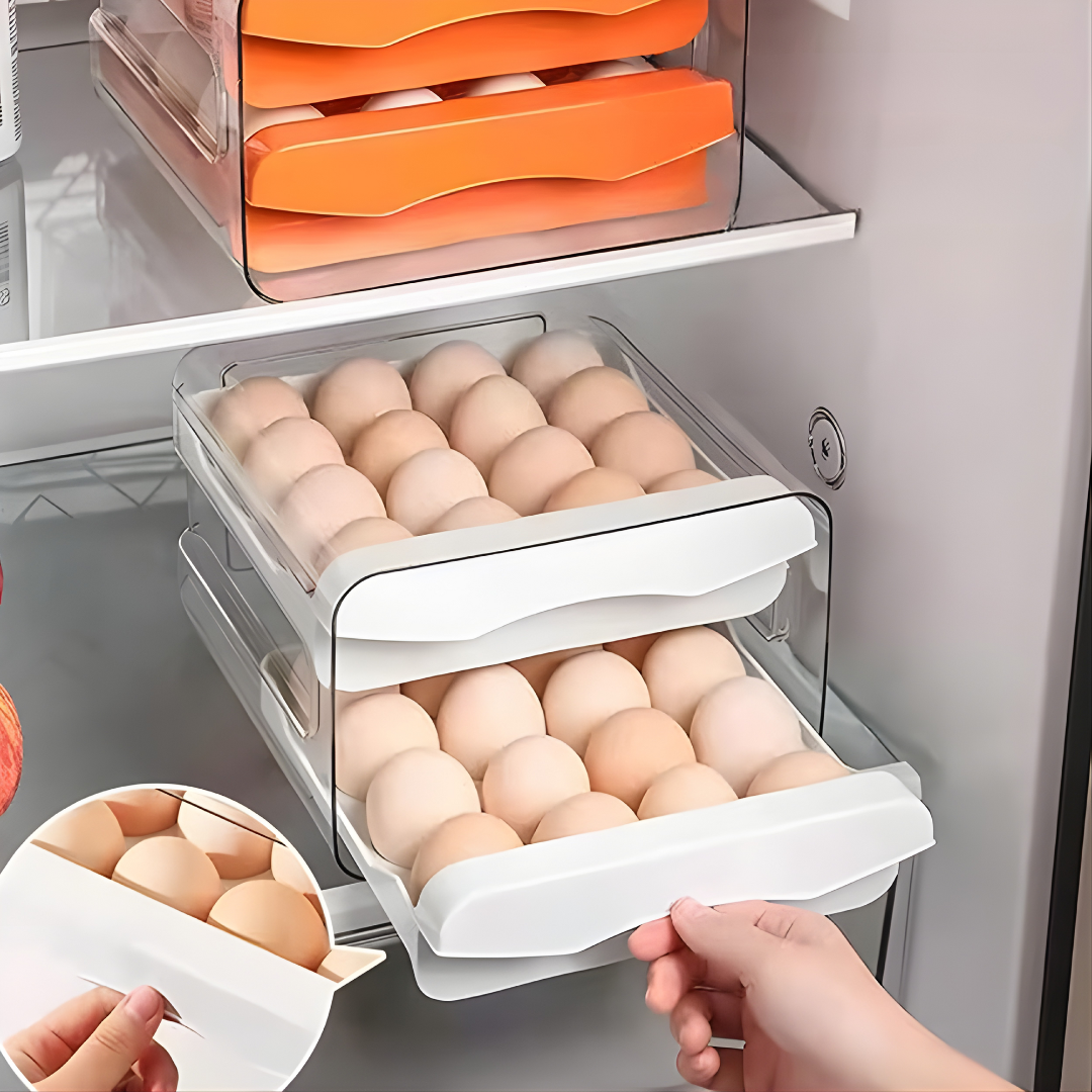 HUEVERA CON GAVETAS PARA 32 HUEVOS – Máxima organización, frescura prolongada y espacio optimizado en tu refrigerador