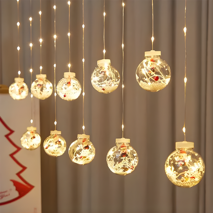 CORTINA DE ESFERAS NAVIDEÑAS CON LUCES – Brillo mágico, ambiente festivo y encanto instantáneo para transformar cualquier espacio