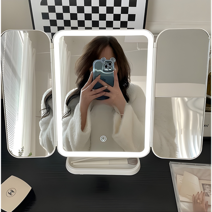 ESPEJO LED PLEGABLE – Iluminación perfecta, diseño compacto y acabado profesional en tu rutina de belleza