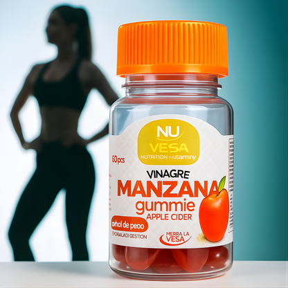 VINAGRE DE MANZANA 60 GUMIES – Abdomen más plano, digestión ligera y control natural del apetito en forma deliciosa