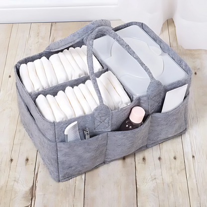 PAÑALERA DE FELPA GRIS CLARO – Organización práctica para el cuidado de tu bebé