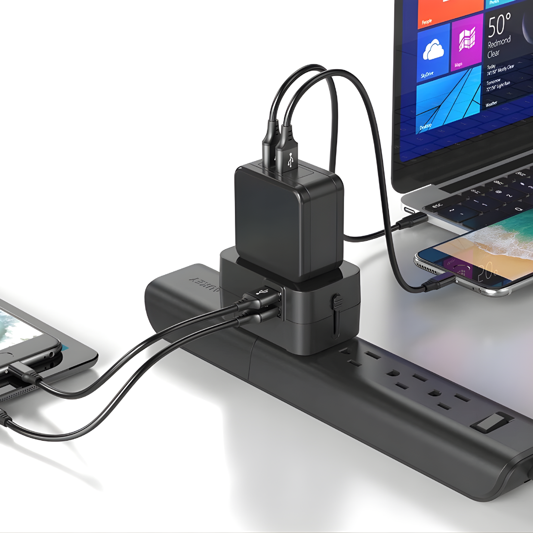 ADAPTADOR DE VIAJE UNIVERSAL – Conexión global, carga segura y energía confiable en cualquier destino