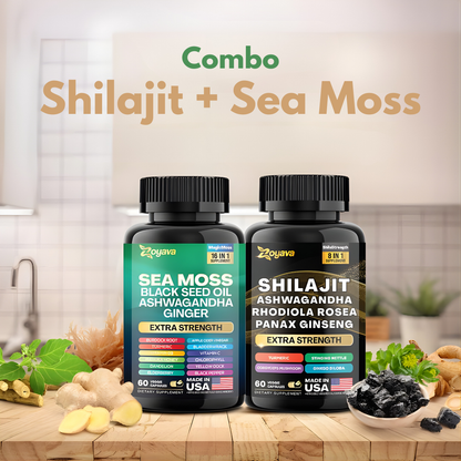 COMBO SHILAJIT + SEA MOSS – Energía natural, vitalidad diaria y bienestar integral en cada cápsula