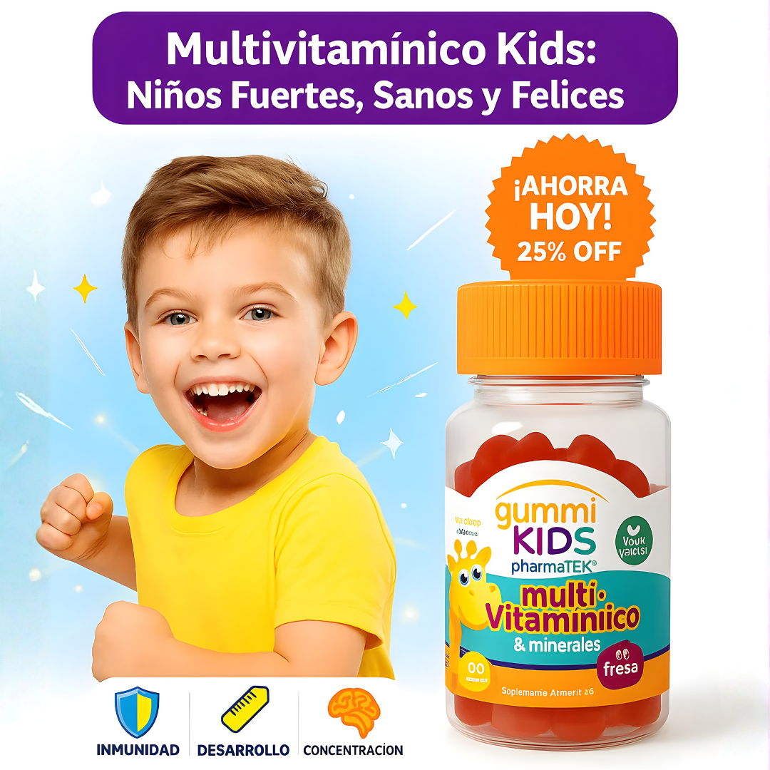 MULTI-VITAMÍNICO KIDS – 60 GUMMIES – Crecimiento sano, defensas fuertes y energía diaria en forma deliciosa