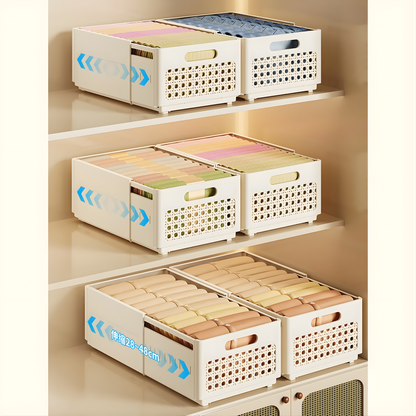 CAJA MODULAR EXPANDIBLE GRANDE CREMA – Orden inteligente, espacio optimizado y organización versátil para cocina y clóset