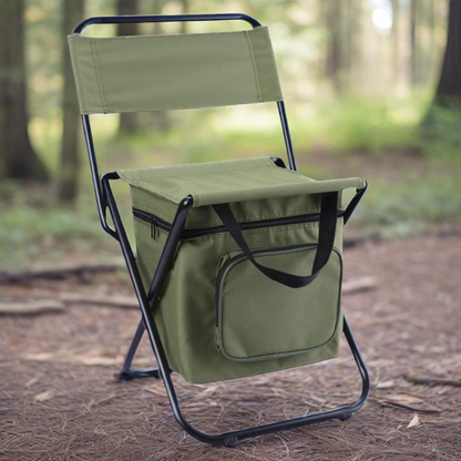 SILLA PLEGABLE CON BOLSO – Comodidad portátil, almacenamiento práctico y descanso en cualquier lugar