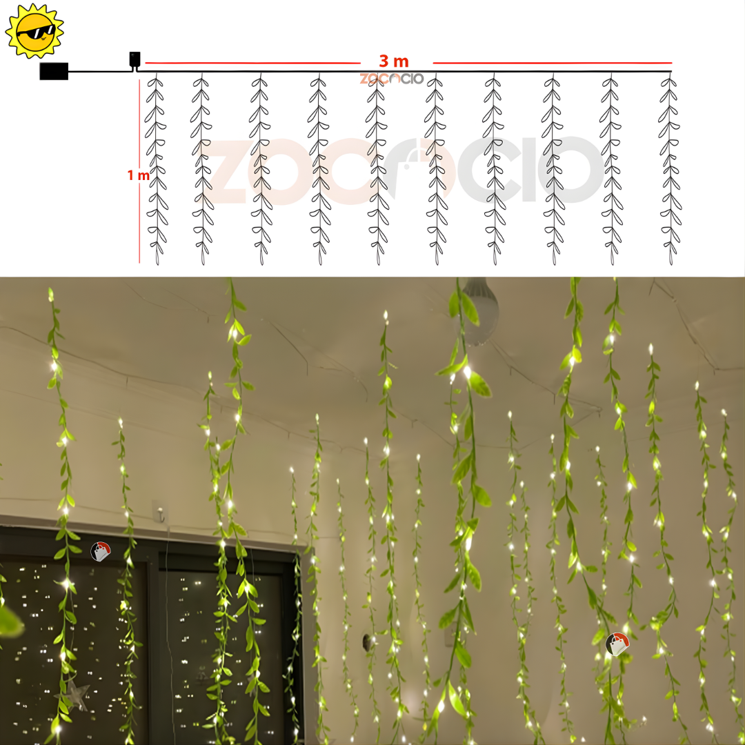 GUIRNALDA DE HOJAS LED LUMINOSAS – Iluminación cálida, ambiente natural y decoración acogedora en cualquier espacio