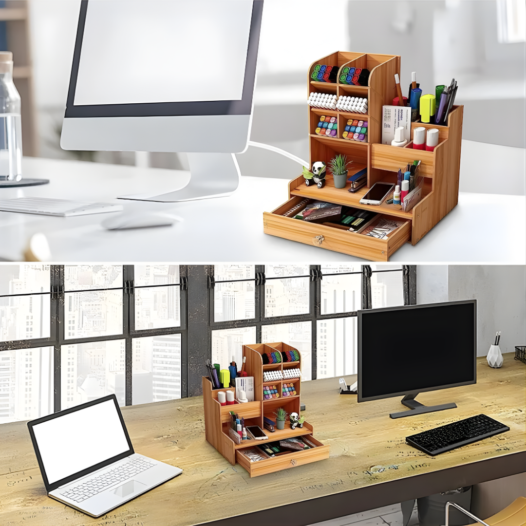 ORGANIZADOR DE ESCRITORIO MADERA – Orden elegante, productividad diaria y estilo natural para tu espacio