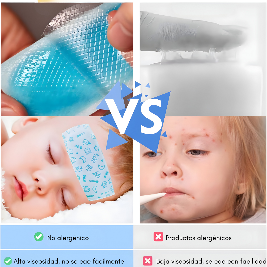 PARCHES DE GEL FRÍO PARA FIEBRE INFANTIL – Alivio refrescante, confort inmediato y cuidado suave para los más pequeños