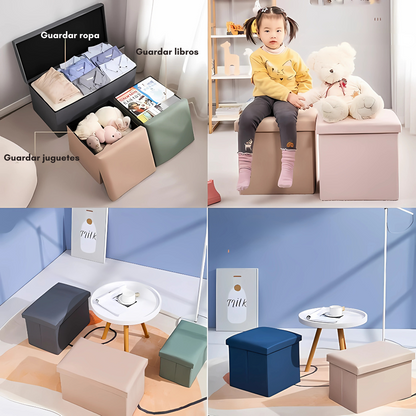 TABURETE ORGANIZADOR GRANDE – Asiento cómodo y almacenamiento oculto en un solo lugar