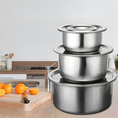 SET DE OLLAS DE ACERO (3 PIEZAS) – Cocina con elegancia, durabilidad y precisión