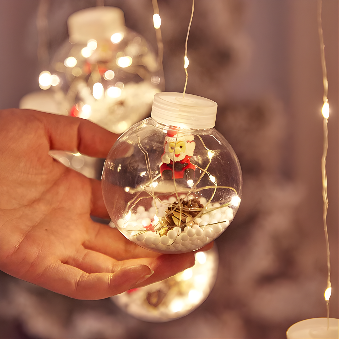 CORTINA DE ESFERAS NAVIDEÑAS CON LUCES – Brillo mágico, ambiente festivo y encanto instantáneo para transformar cualquier espacio
