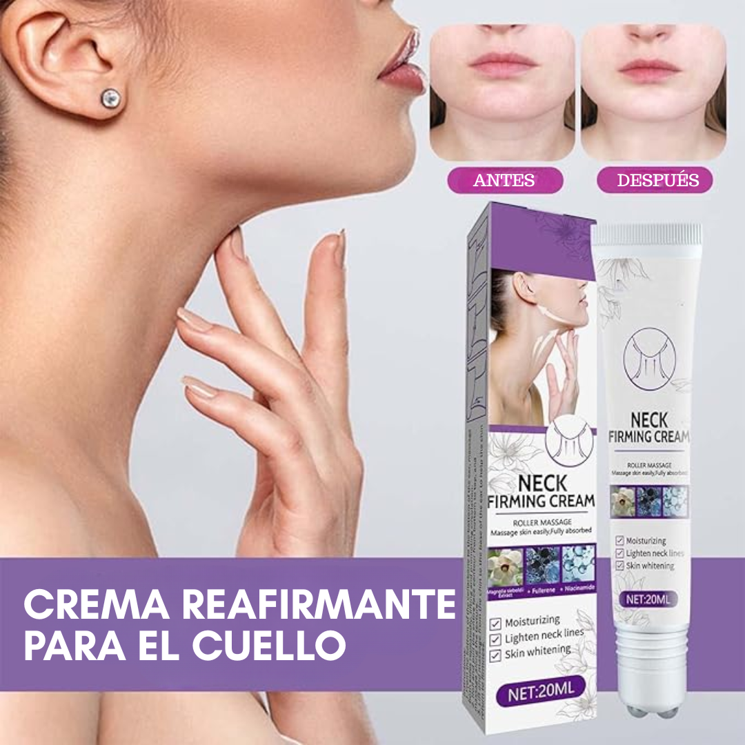 CREMA REAFIRMANTE DE CUELLO – Nutre, tensa y rejuvenece la piel desde la base  Porque una piel firme y luminosa comienza por el cuello.