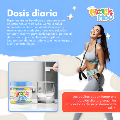 MIRACLE MOO CALOSTRO BOVINO – Abdomen más plano, digestión equilibrada y bienestar femenino desde adentro