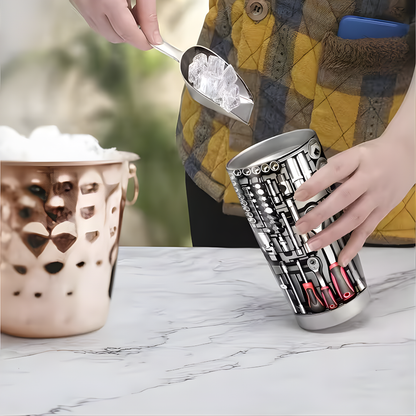 VASO TÉRMICO ESTILO MECÁNICO – Conservación prolongada, diseño industrial y personalidad única
