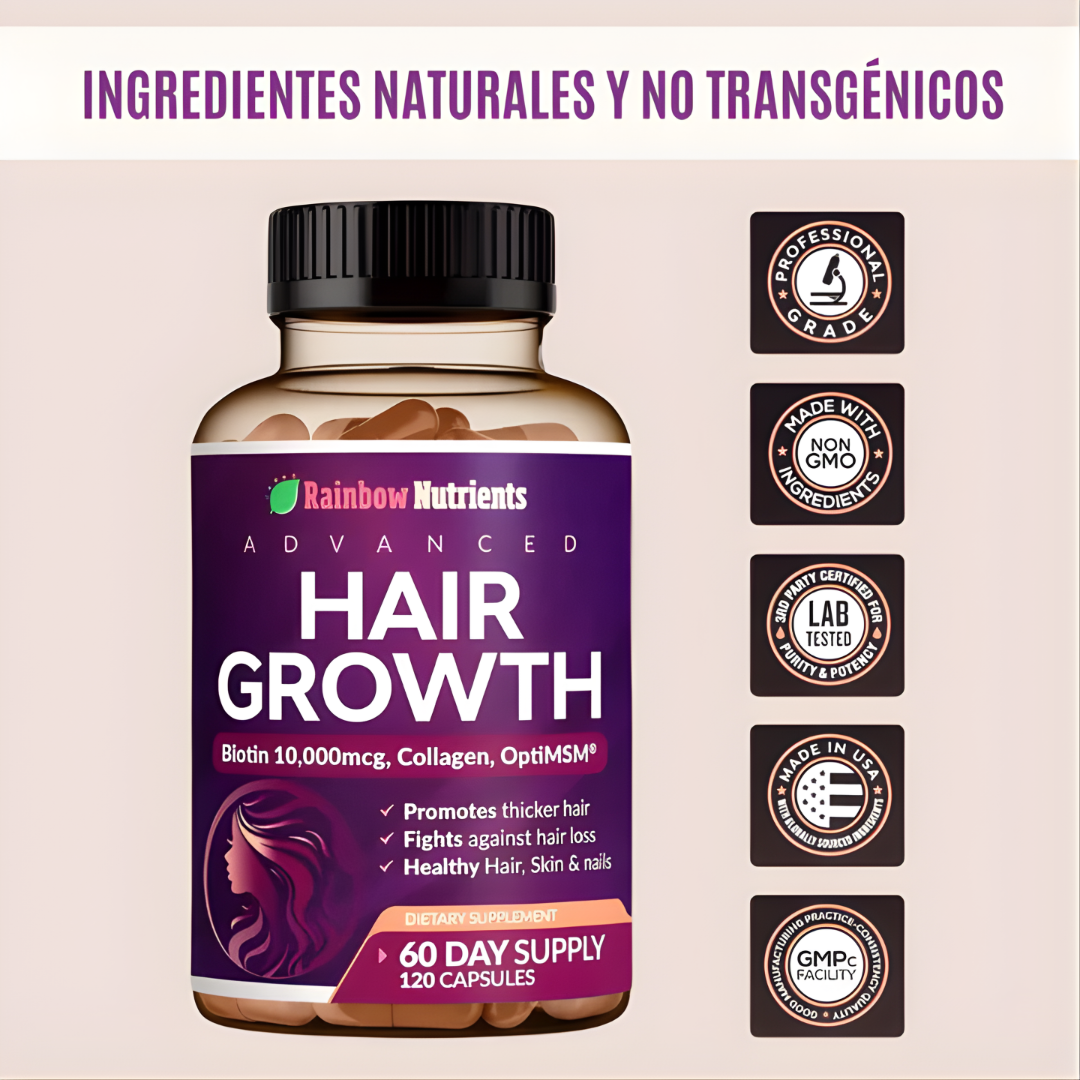 HAIR GROWTH X 120 CÁPSULAS – Potencia tu crecimiento capilar desde adentro