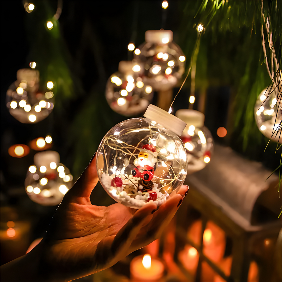 CORTINA DE ESFERAS NAVIDEÑAS CON LUCES – Brillo mágico, ambiente festivo y encanto instantáneo para transformar cualquier espacio