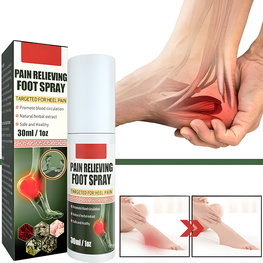 SPRAY ALIVIO DE DOLOR DE TALONES INSTANTÁNEO – Alivio inmediato, confort al caminar y bienestar diario para tus pies