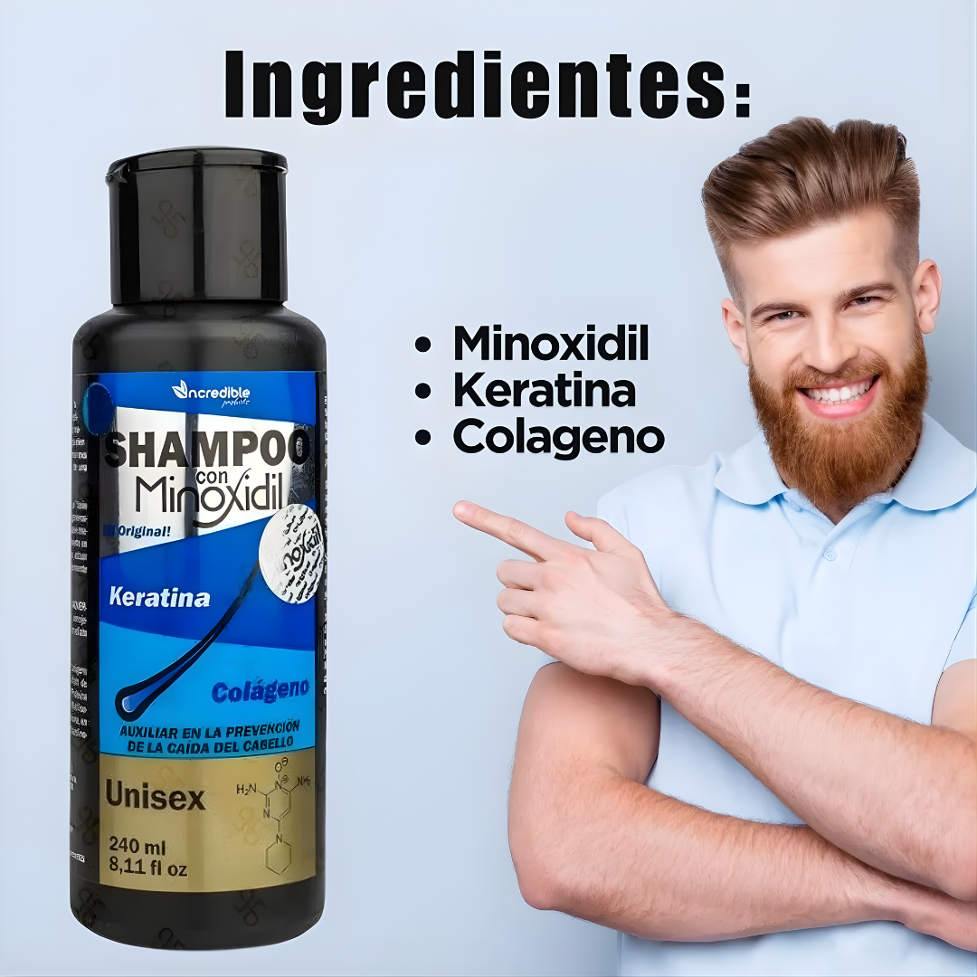 SHAMPOO MINOXIDIL – Fortalecimiento capilar, apariencia de mayor densidad y cuidado diario para tu cabello