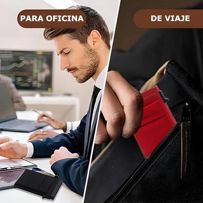 PORTA TARJETERA COLOR NEGRO BILLETERA POP UP – Protección total, diseño delgado y acceso rápido a tus tarjetas