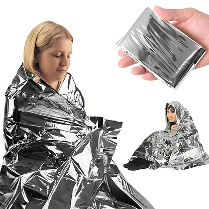Pack 5 Und. Manta Térmica de Emergencia - No dejes que el frío te sorprenda: protección térmica compacta para emergencias o senderismo.