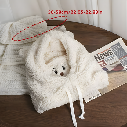 GORRO DE OSO, BLANCO – Abrigo cálido, suavidad adorable y confort para los días fríos