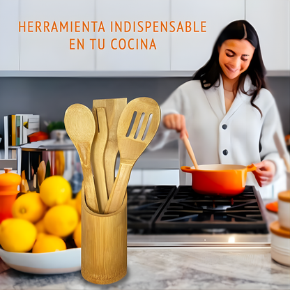 SET DE UTENSILIOS DE COCINA EN MADERA – Cuidado natural, estilo cálido y cocina sin rayones