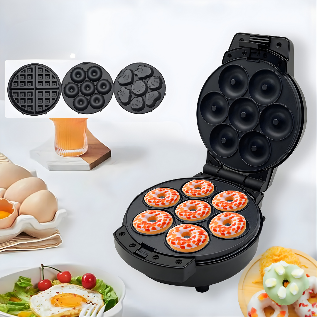 WAFLERA DESMONTABLE 3 EN 1 – Waffles perfectos, donas y pastelillos en un solo equipo