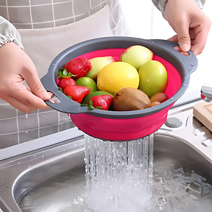 SET DE 3 COLADORES PLEGABLES DE SILICONA – 25CM – Practicidad, espacio y limpieza en tu cocina