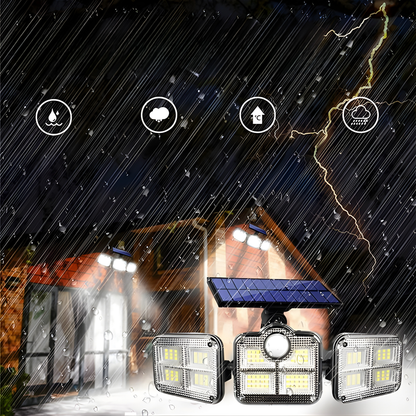 LUZ SOLAR EXTERIOR TRIPLE CABEZAL – Iluminación potente 360°, mayor cobertura y seguridad inteligente para tus espacios