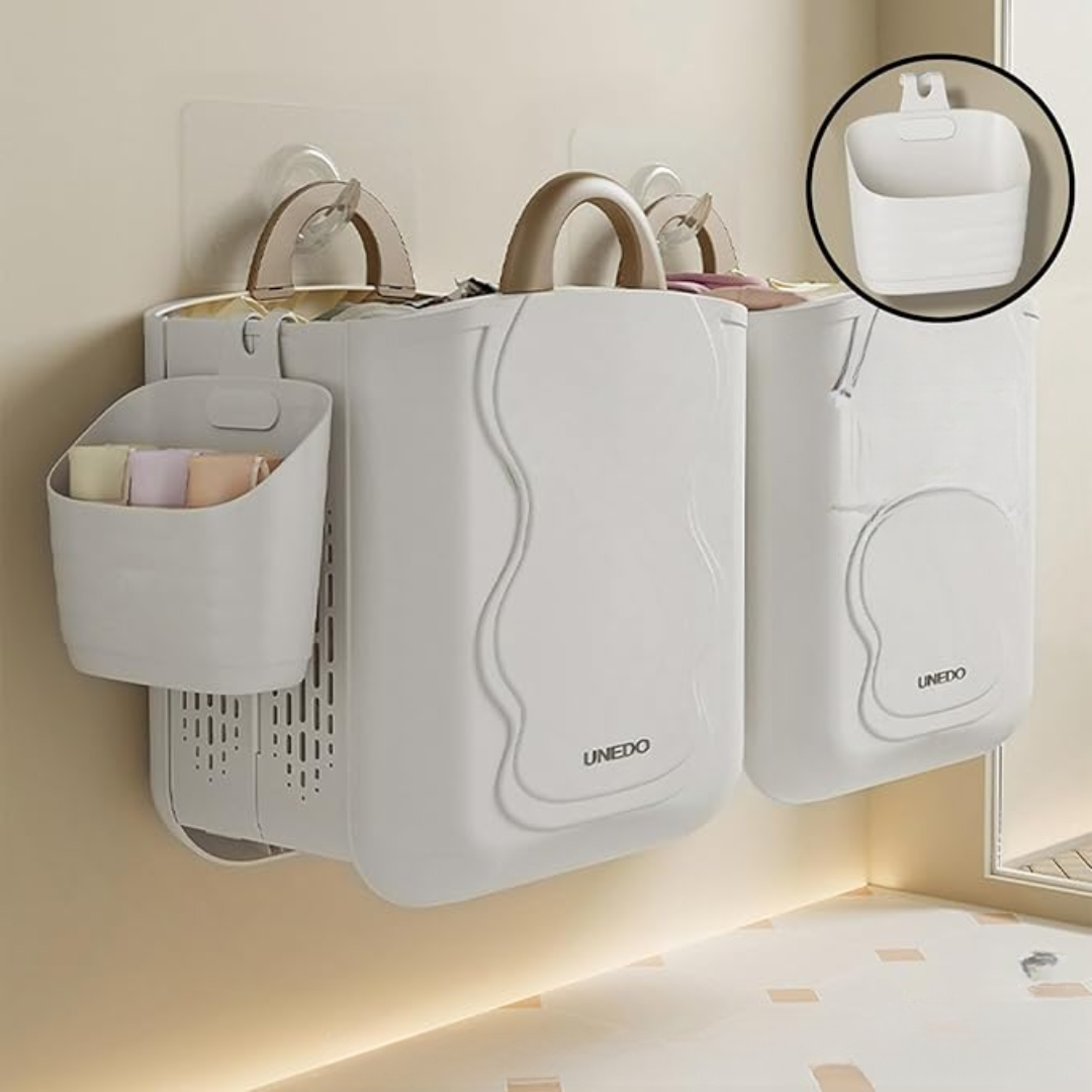 CANASTA DE ROPA SUCIA DE PARED PLEGABLE – Orden, espacio y practicidad en tu hogar