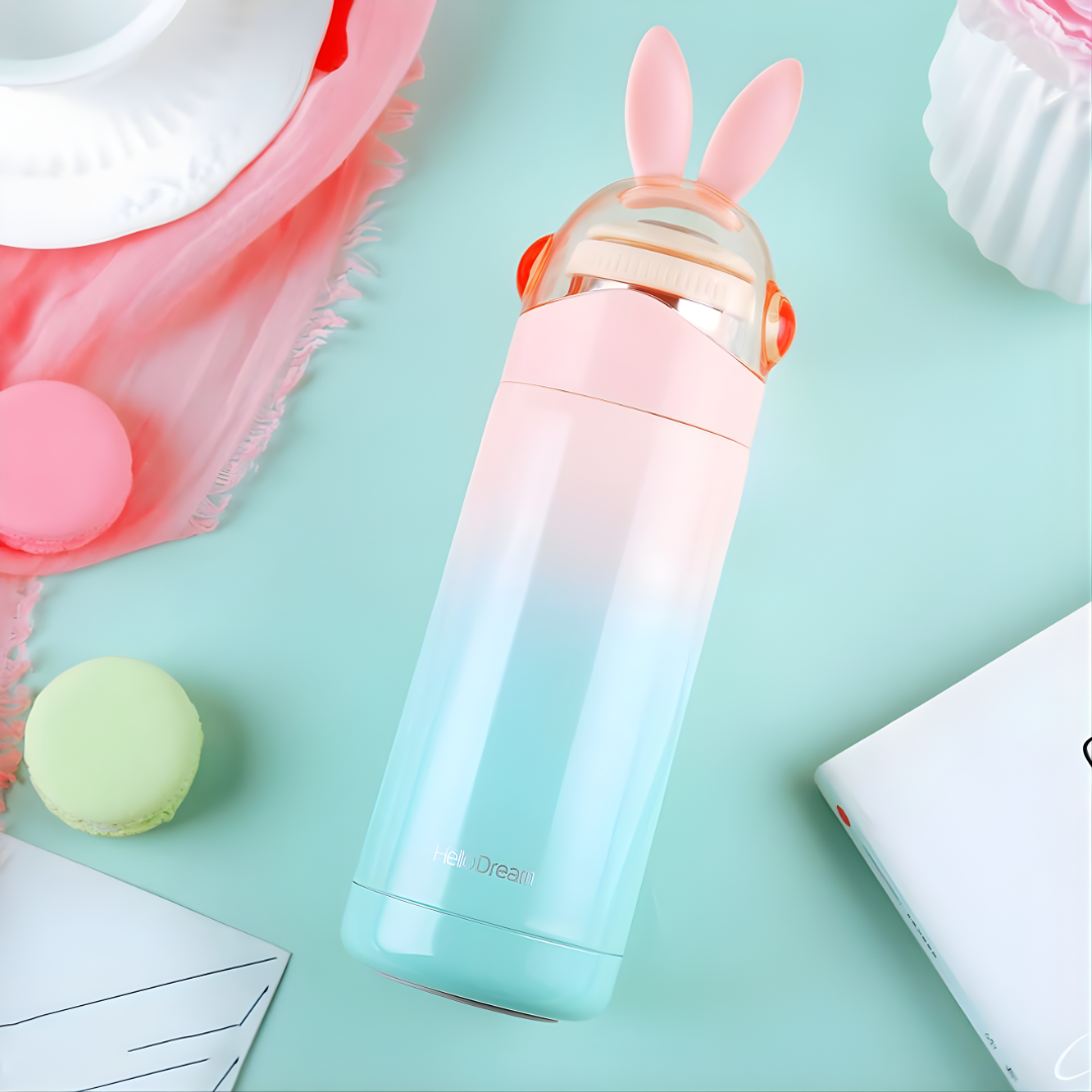 TERMO OREJITAS DE CONEJO KAWAII – Dulzura adorable, aislamiento térmico y bebidas perfectas todo el día