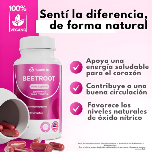 BEETROOT ROSABELLA X 60 CAPS – Circulación activa, energía natural y bienestar cardiovascular desde adentro