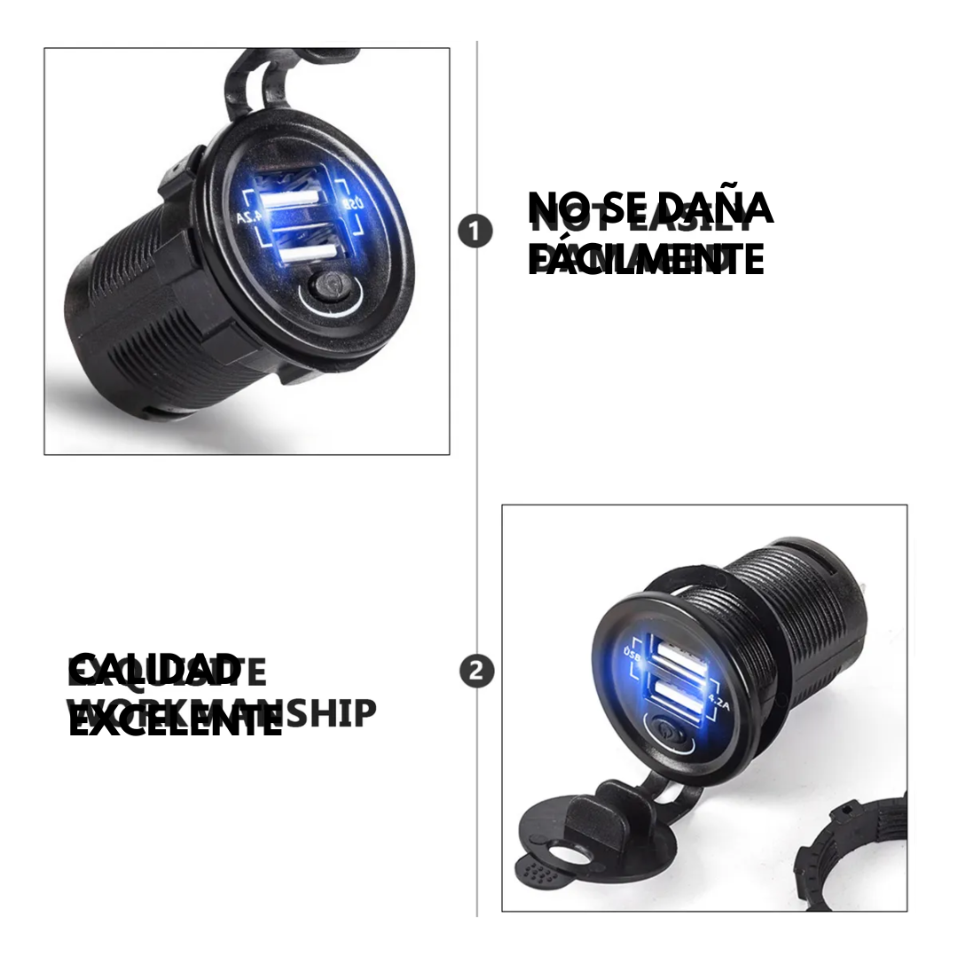 ADAPTADOR DE CARGADOR DE AUTO (2 USB) – Carga rápida y segura en todos tus viajes